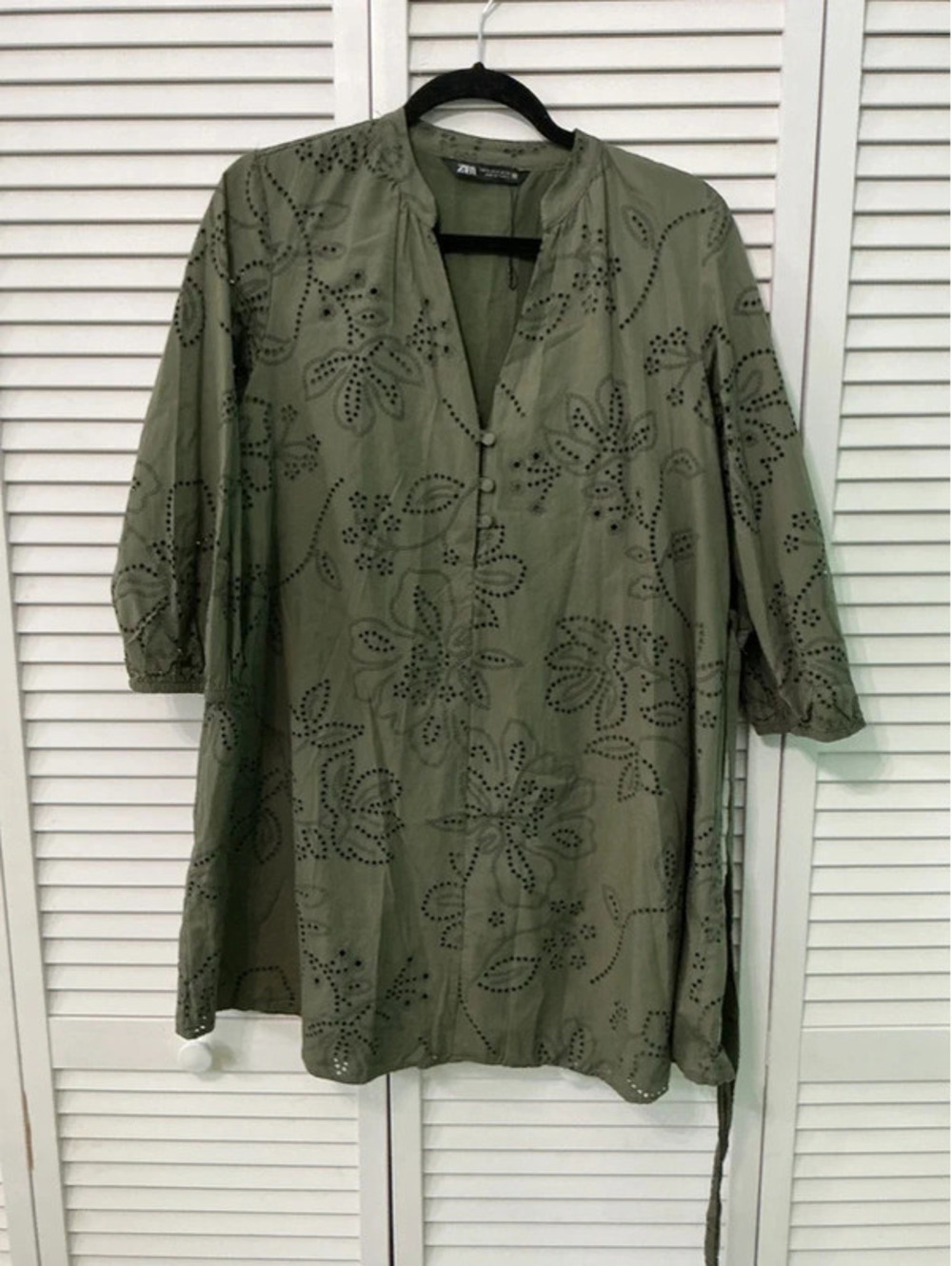 Zara Eyelet Cut Out Tunic/Midi Dress #495